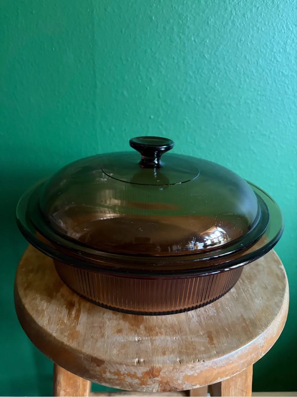 Vintage Corning Visions Amber glass Casserole Dish 2.5 quart
